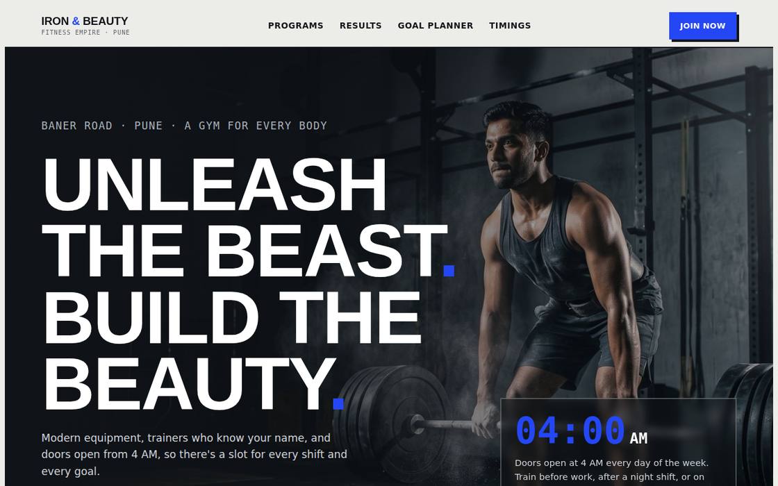 Iron & Beauty Fitness website on desktop