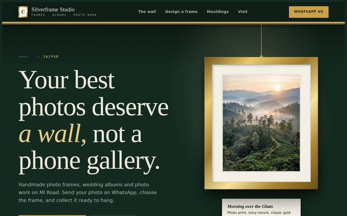 Silverframe Studio website on desktop