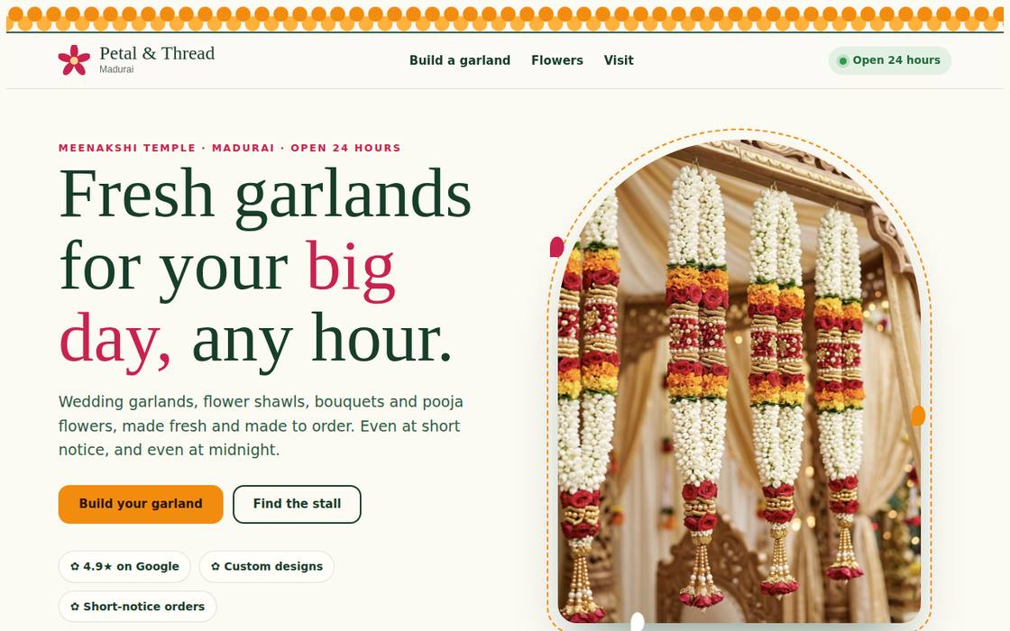 Petal & Thread website on desktop